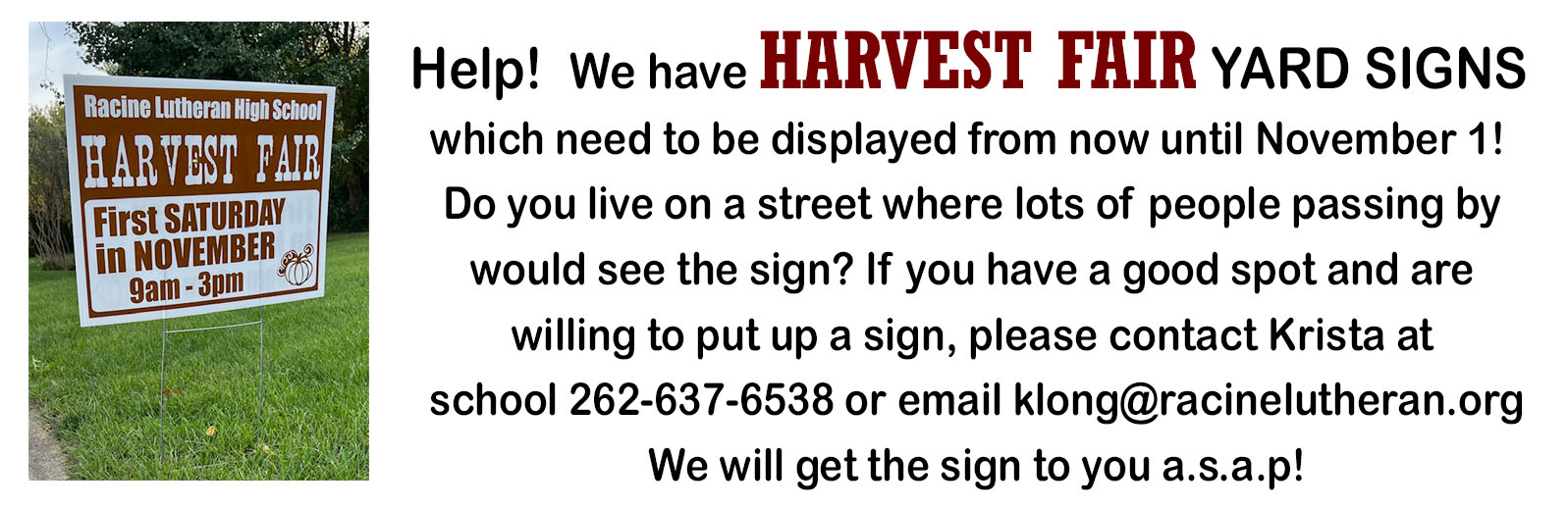 Harvest Fair yard Sign