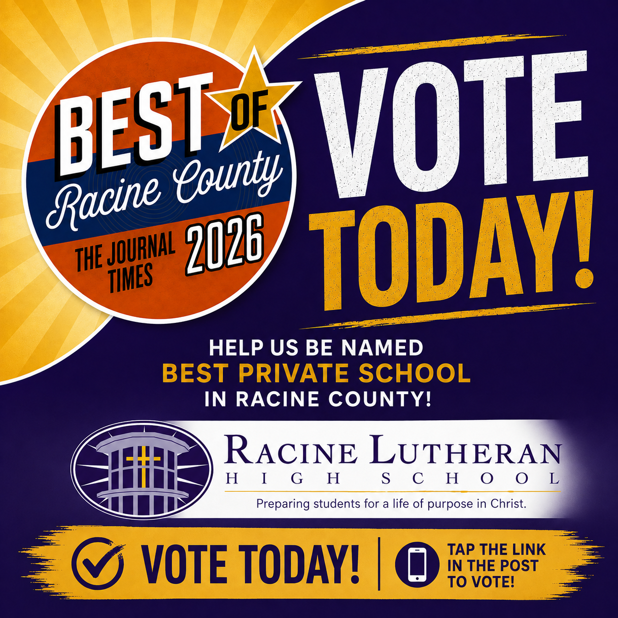 VOTE FOR RLHS — Best Private School in Best of Racine County! VOTE FOR RLHS — Best Private School in Best of Racine County!